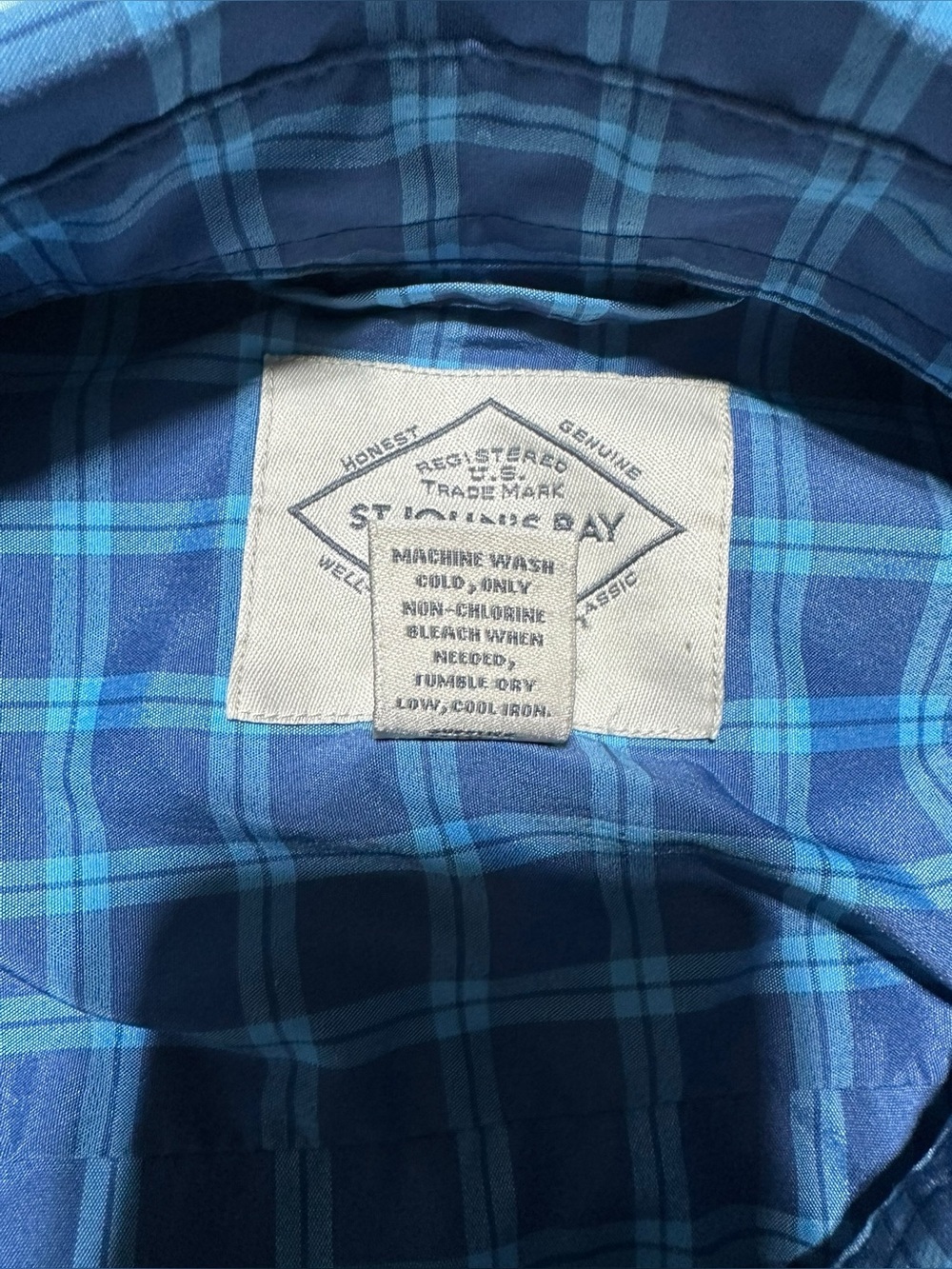 St. John's Bay Blue Plaid Short-Sleeve Button-Down Shirt 3XL - Picture 5 of 8
